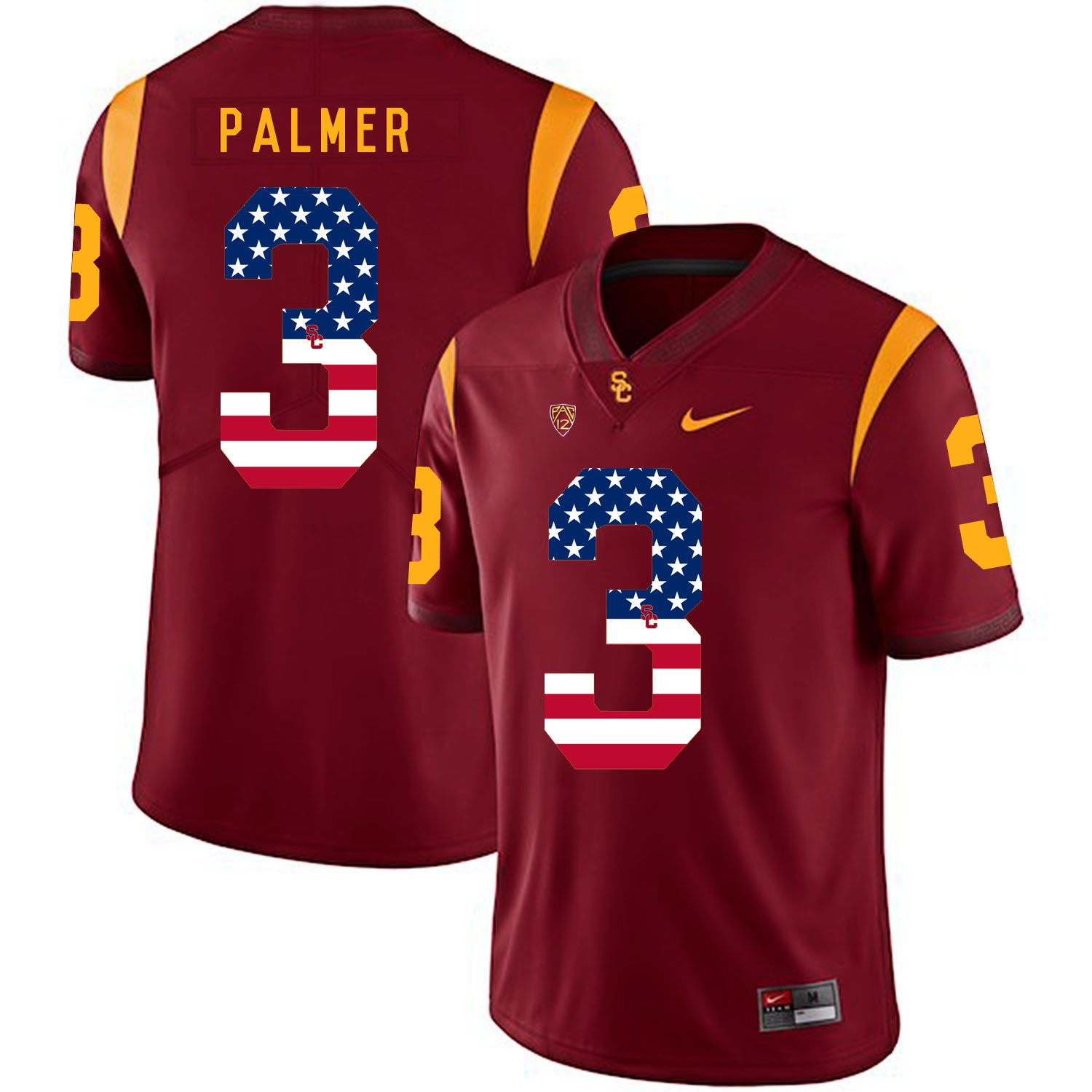 Men USC Trojans 3 Palmer Red Flag Customized NCAA Jerseys